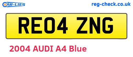 RE04ZNG are the vehicle registration plates.