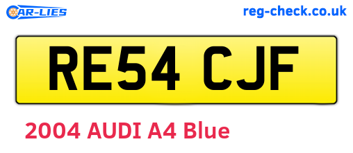 RE54CJF are the vehicle registration plates.