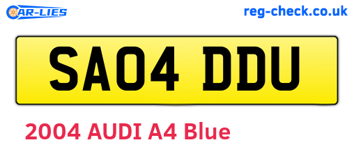 SA04DDU are the vehicle registration plates.