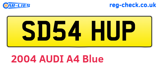 SD54HUP are the vehicle registration plates.