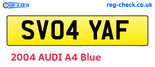 SV04YAF are the vehicle registration plates.
