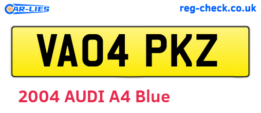 VA04PKZ are the vehicle registration plates.