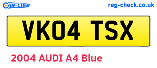 VK04TSX are the vehicle registration plates.