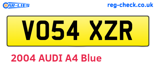 VO54XZR are the vehicle registration plates.