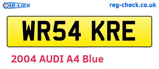 WR54KRE are the vehicle registration plates.