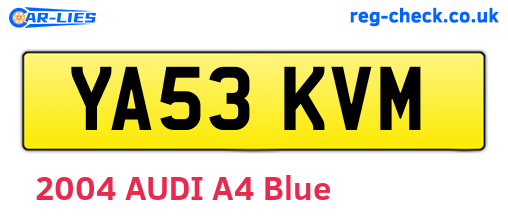 YA53KVM are the vehicle registration plates.