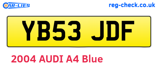 YB53JDF are the vehicle registration plates.