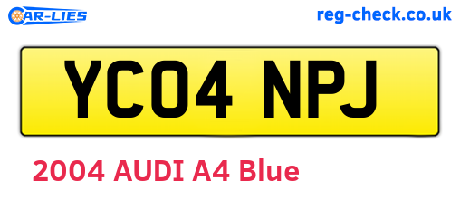 YC04NPJ are the vehicle registration plates.