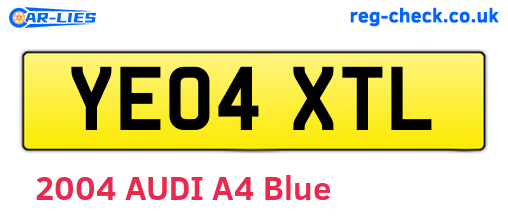 YE04XTL are the vehicle registration plates.