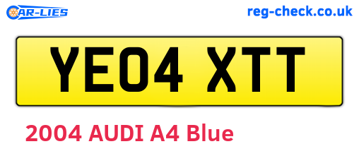 YE04XTT are the vehicle registration plates.