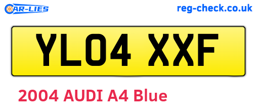 YL04XXF are the vehicle registration plates.