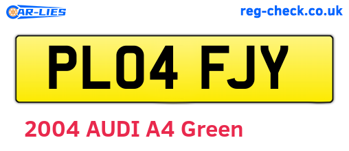 PL04FJY are the vehicle registration plates.