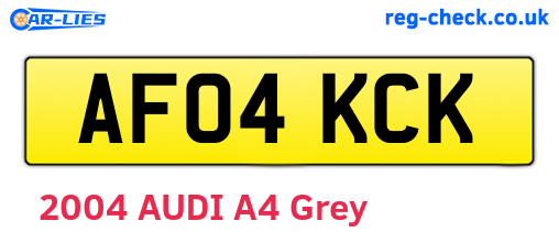 AF04KCK are the vehicle registration plates.