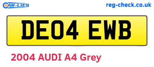 DE04EWB are the vehicle registration plates.