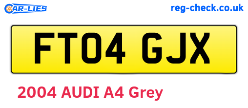 FT04GJX are the vehicle registration plates.