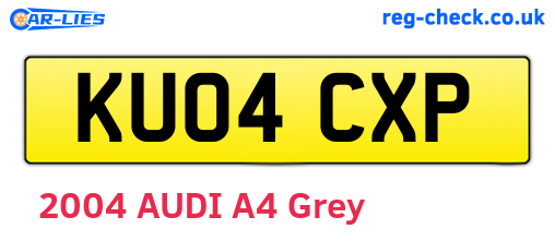 KU04CXP are the vehicle registration plates.