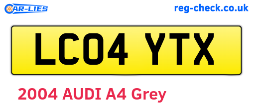 LC04YTX are the vehicle registration plates.