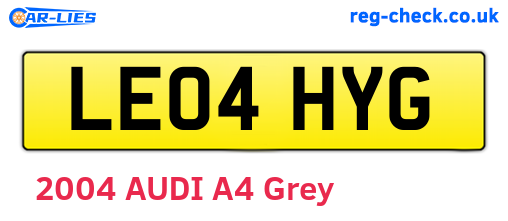 LE04HYG are the vehicle registration plates.