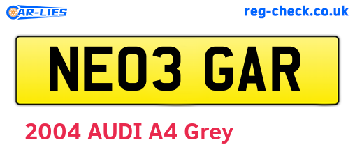 NE03GAR are the vehicle registration plates.