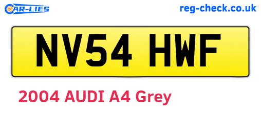 NV54HWF are the vehicle registration plates.