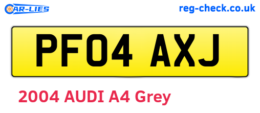 PF04AXJ are the vehicle registration plates.