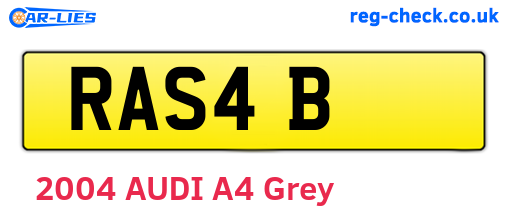 RAS4B are the vehicle registration plates.
