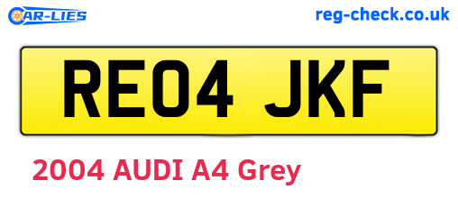 RE04JKF are the vehicle registration plates.
