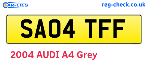 SA04TFF are the vehicle registration plates.