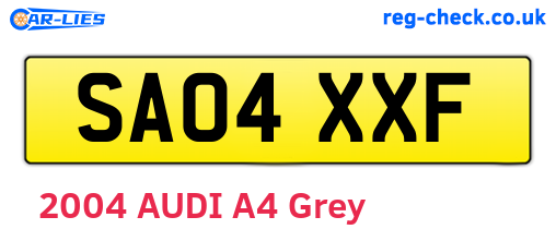 SA04XXF are the vehicle registration plates.