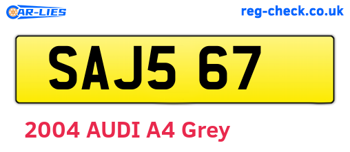 SAJ567 are the vehicle registration plates.
