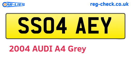 SS04AEY are the vehicle registration plates.