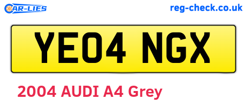 YE04NGX are the vehicle registration plates.