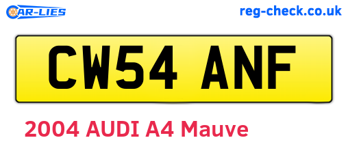 CW54ANF are the vehicle registration plates.