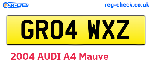 GR04WXZ are the vehicle registration plates.