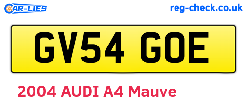 GV54GOE are the vehicle registration plates.