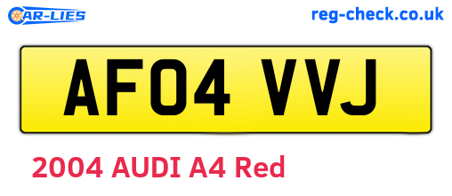 AF04VVJ are the vehicle registration plates.