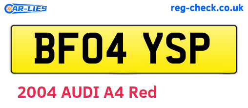 BF04YSP are the vehicle registration plates.