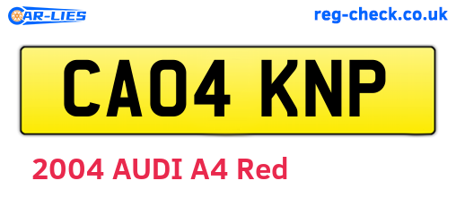 CA04KNP are the vehicle registration plates.