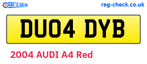 DU04DYB are the vehicle registration plates.