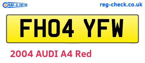 FH04YFW are the vehicle registration plates.