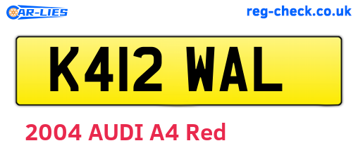 K412WAL are the vehicle registration plates.