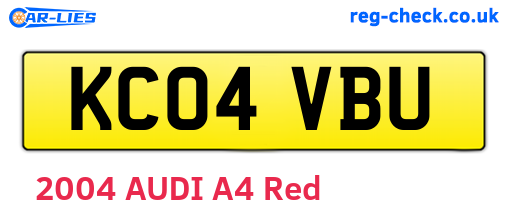 KC04VBU are the vehicle registration plates.