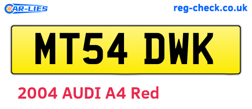 MT54DWK are the vehicle registration plates.