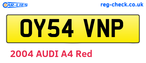 OY54VNP are the vehicle registration plates.