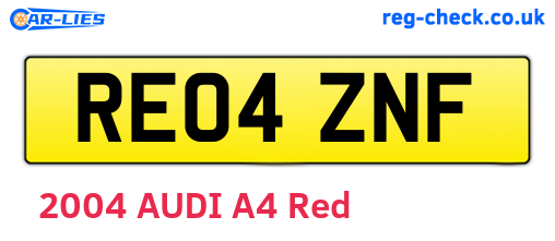 RE04ZNF are the vehicle registration plates.