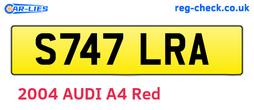 S747LRA are the vehicle registration plates.