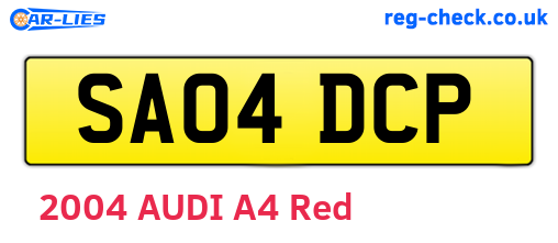 SA04DCP are the vehicle registration plates.