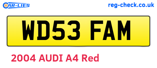 WD53FAM are the vehicle registration plates.