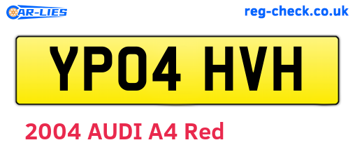YP04HVH are the vehicle registration plates.