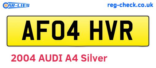 AF04HVR are the vehicle registration plates.